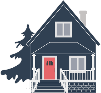Small house with a tree lights off