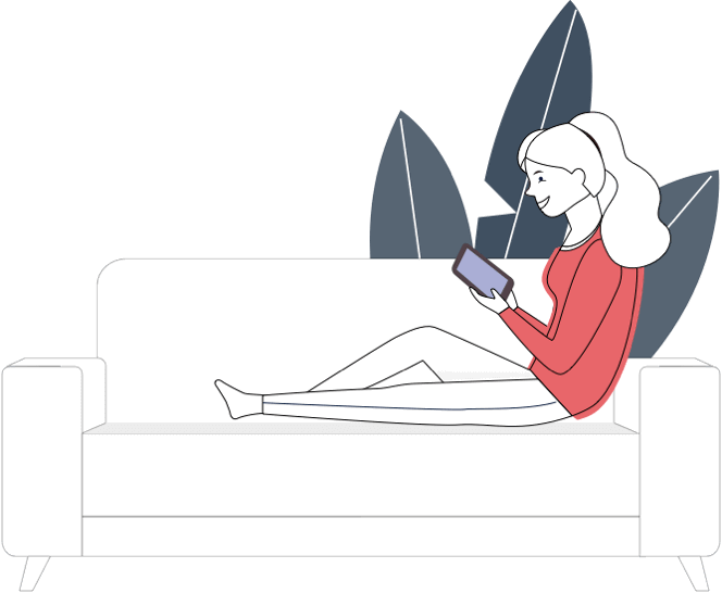 Girl on couch reading book
